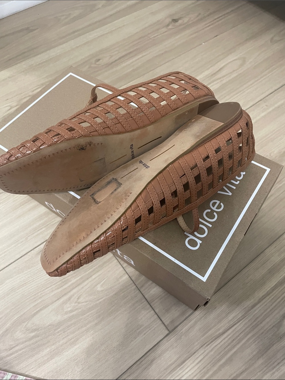 Dolce Vita Tan Colored Woven Mary Jane Flats - Picture 5 of 6